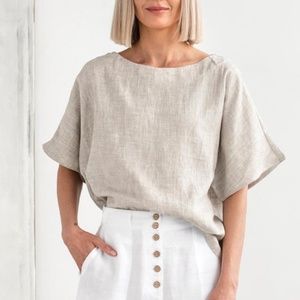 Magic Linen - Loose-fit Linen Top Grey